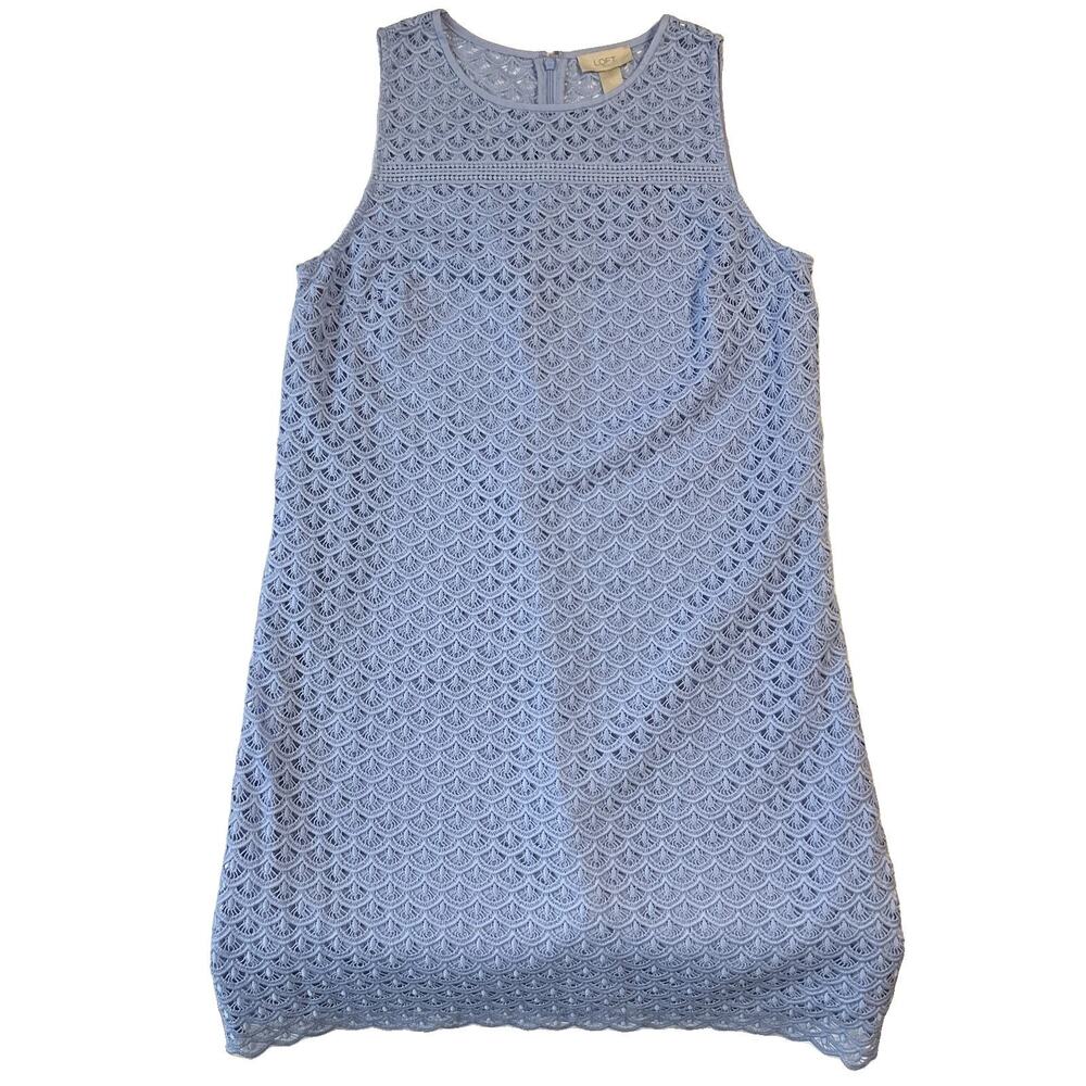 LOFT Outlet Women Dress 10 Lavender Geometric Sheath Lace Zipper Sleeveless Knee